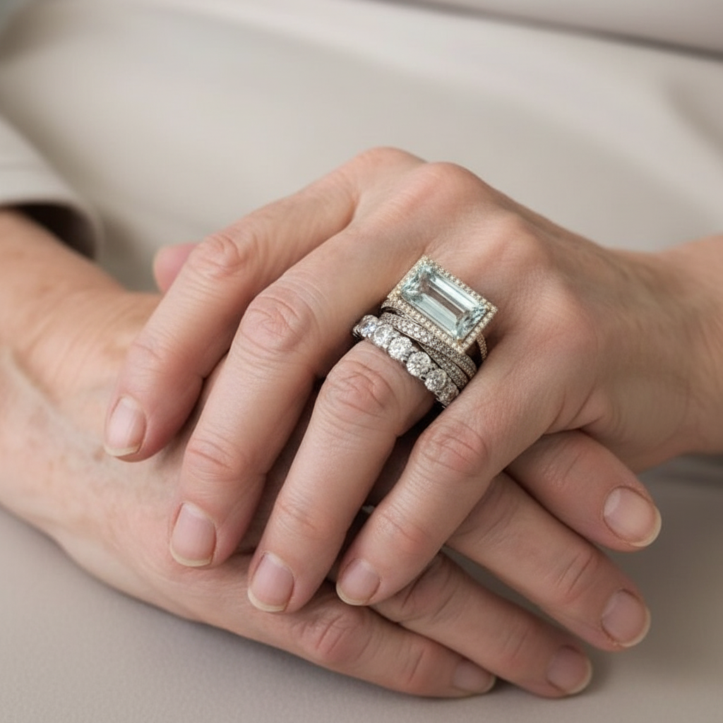 Vintage Silver Ring Set with Glass Turquoise
