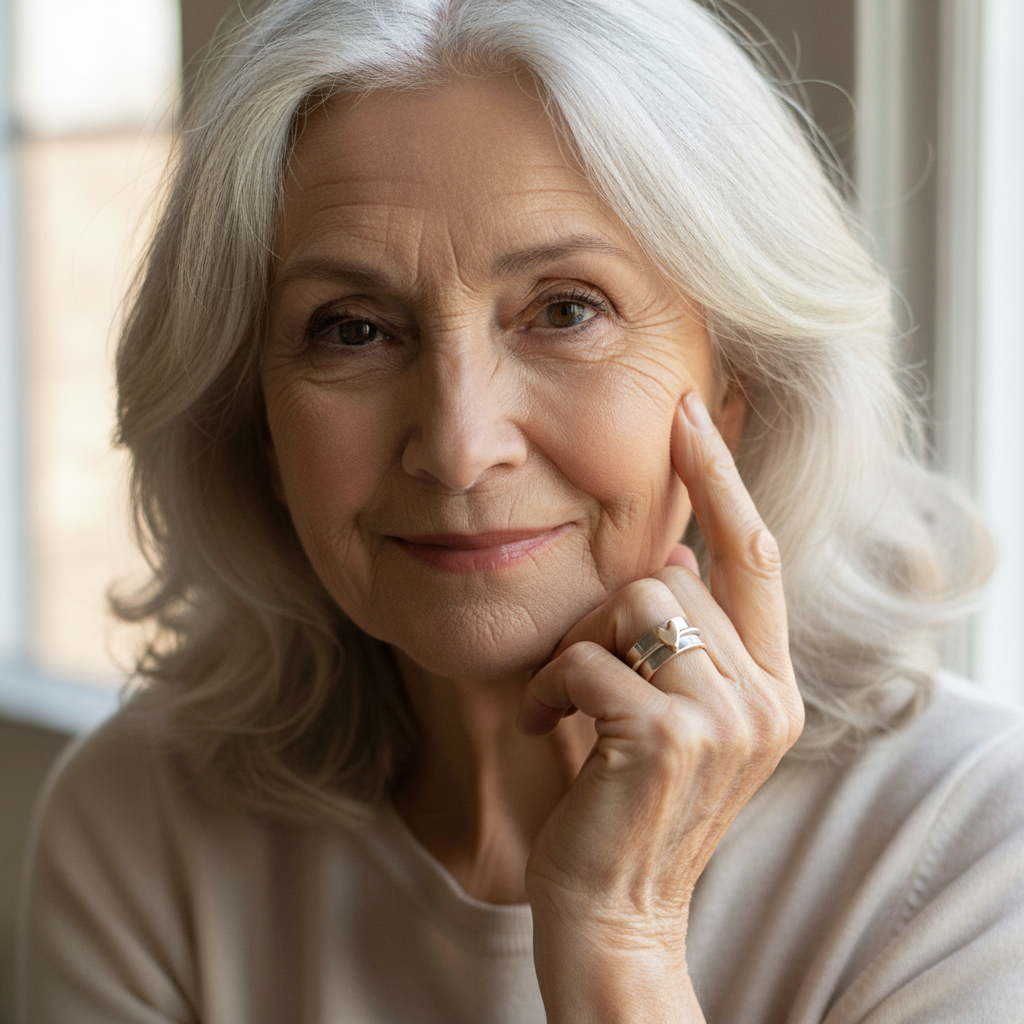 Vintage Silver Ring with Golden Heart