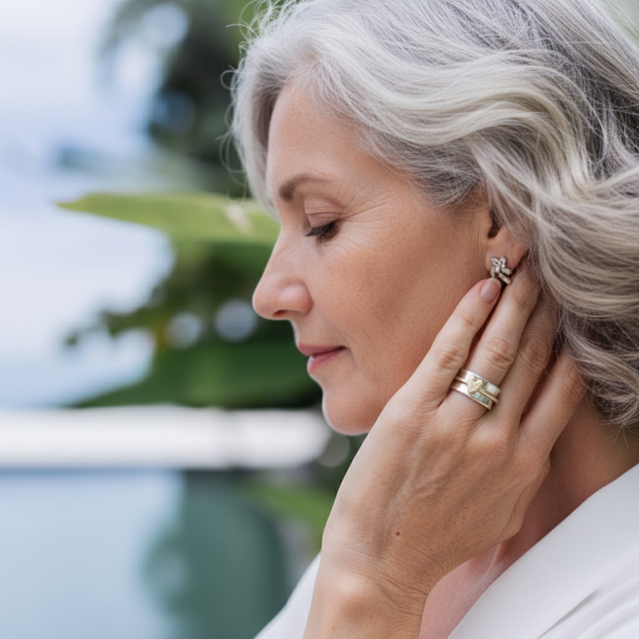 Vintage Silver Ring with Golden Heart