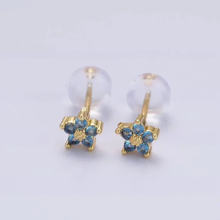 Nail Earrings with Delicate Flower