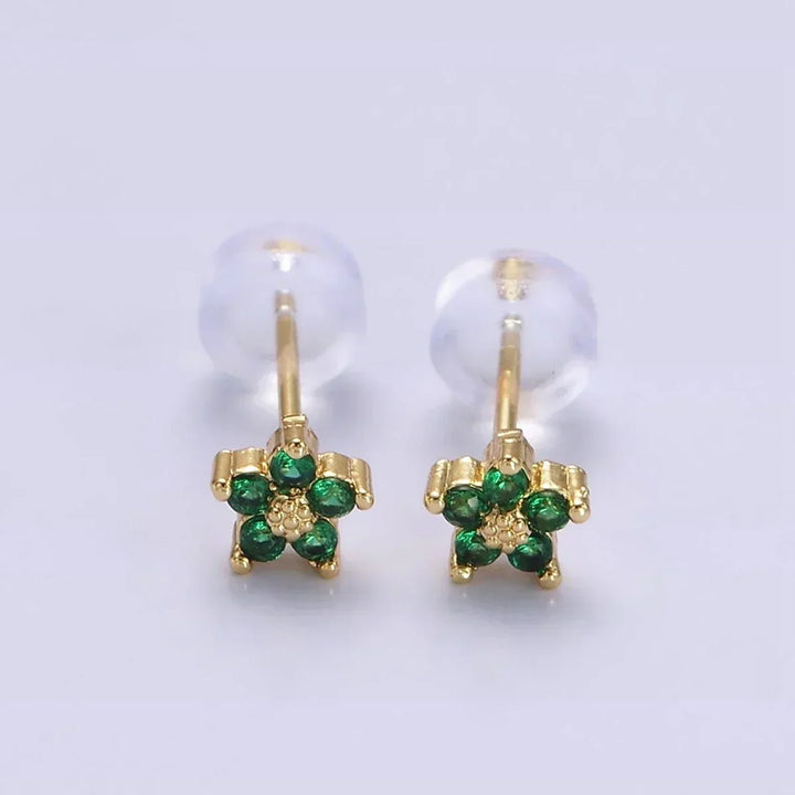 Nail Earrings with Delicate Flower
