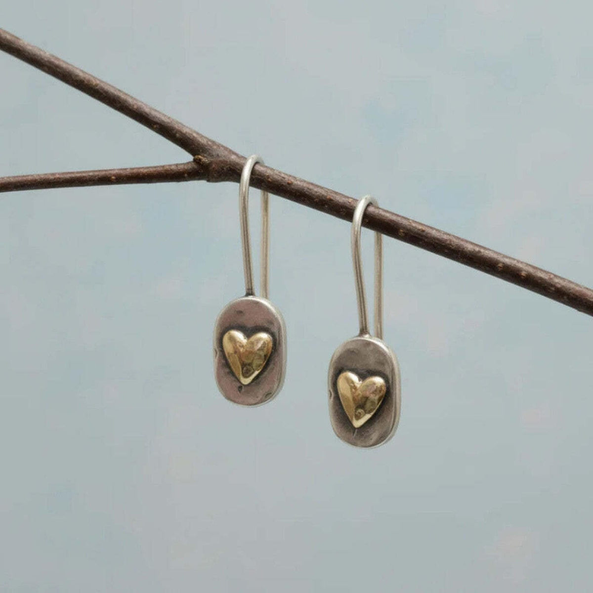 Vintage Inlaid Heart Earrings