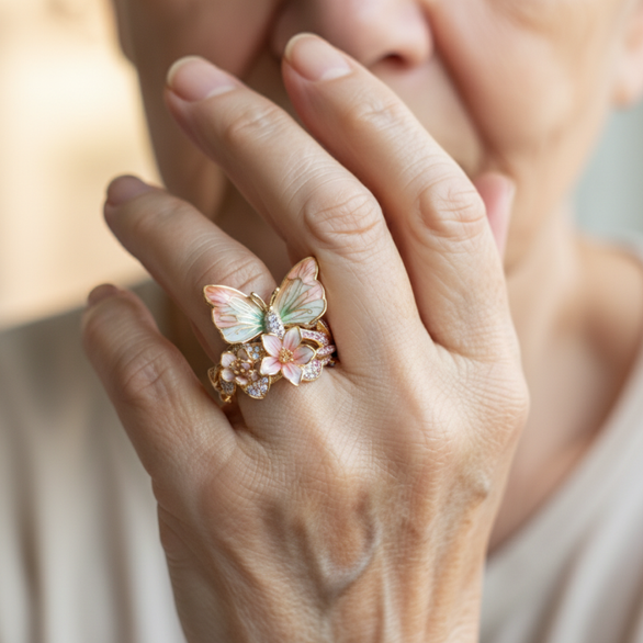 Brilliant Nature Butterfly Ring with Zirconia