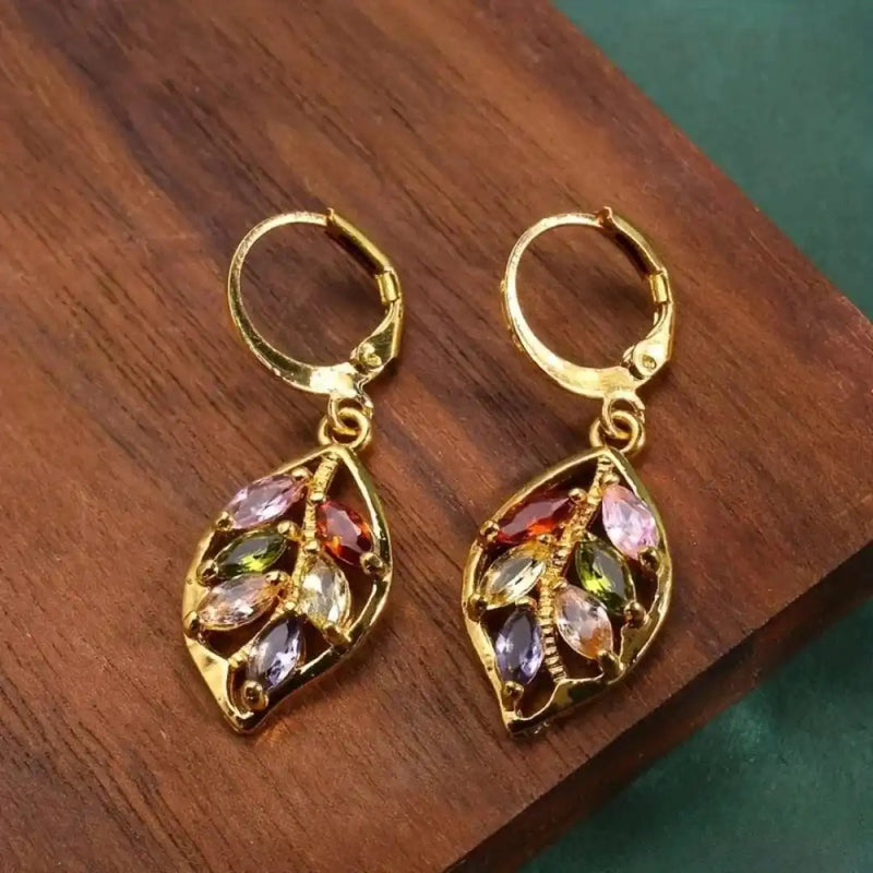 Vintage Leaf Colourful Earrings