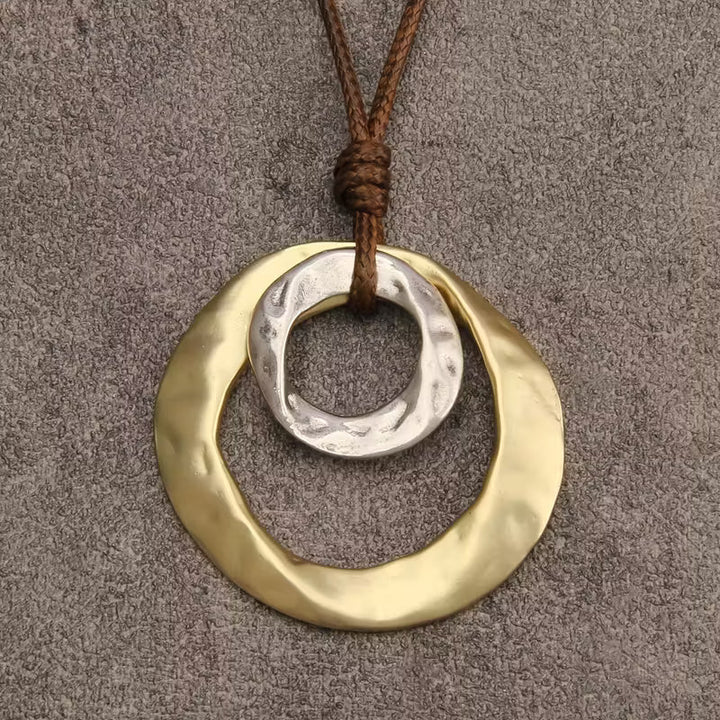 Necklace with Irregular Geometric Circular Pendant