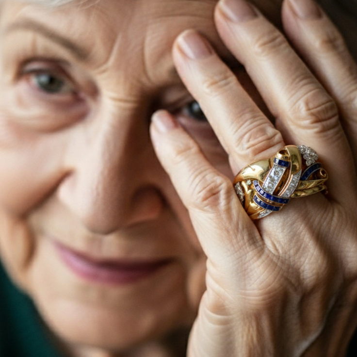 Vintage Gold Ring with Blue Zirconia