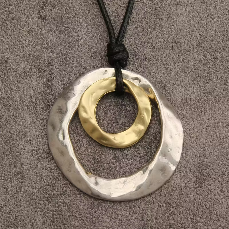 Necklace with Irregular Geometric Circular Pendant