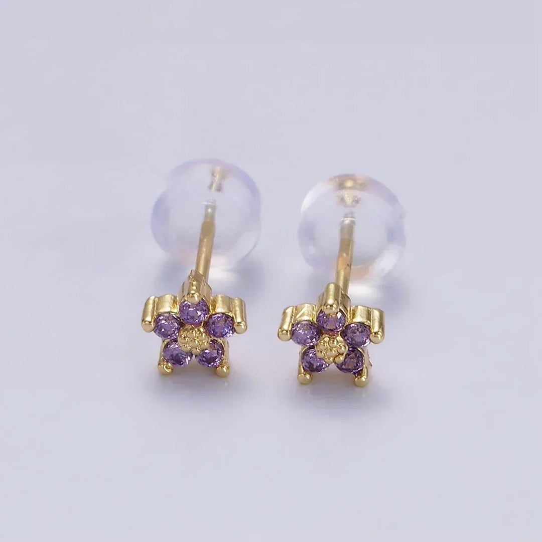 Nail Earrings with Delicate Flower