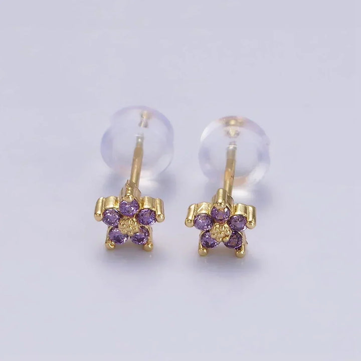 Nail Earrings with Delicate Flower