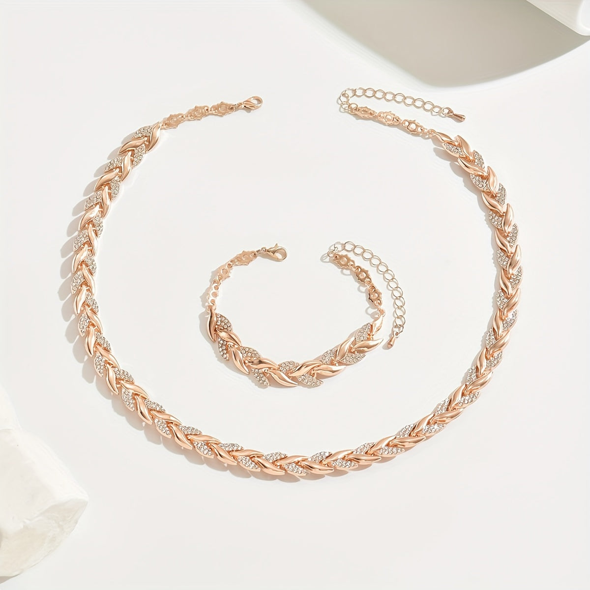 Crystal Herringbone Jewellery Set