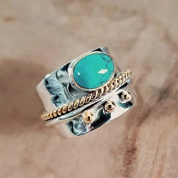 Wide ring with turquoise