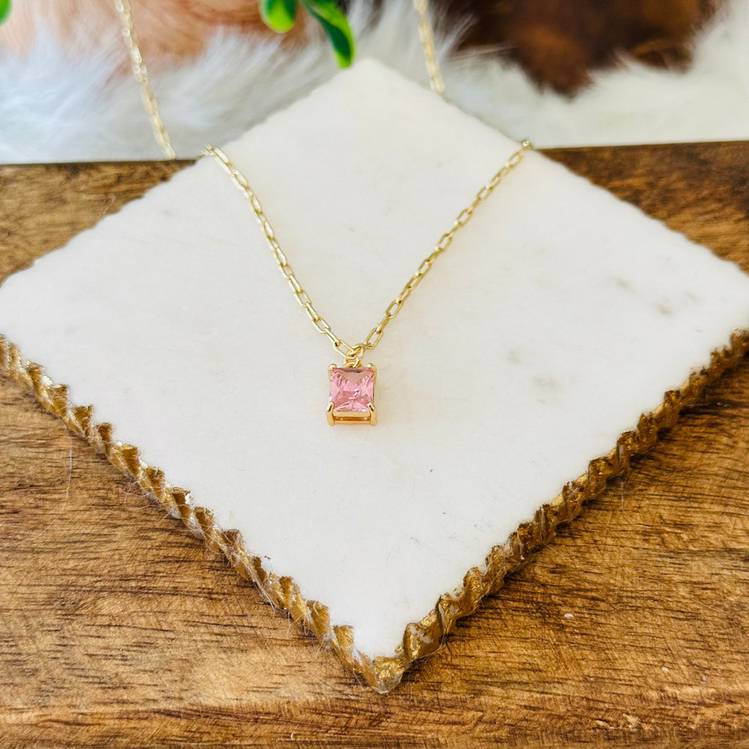 Emerald Cut Pendant Necklace