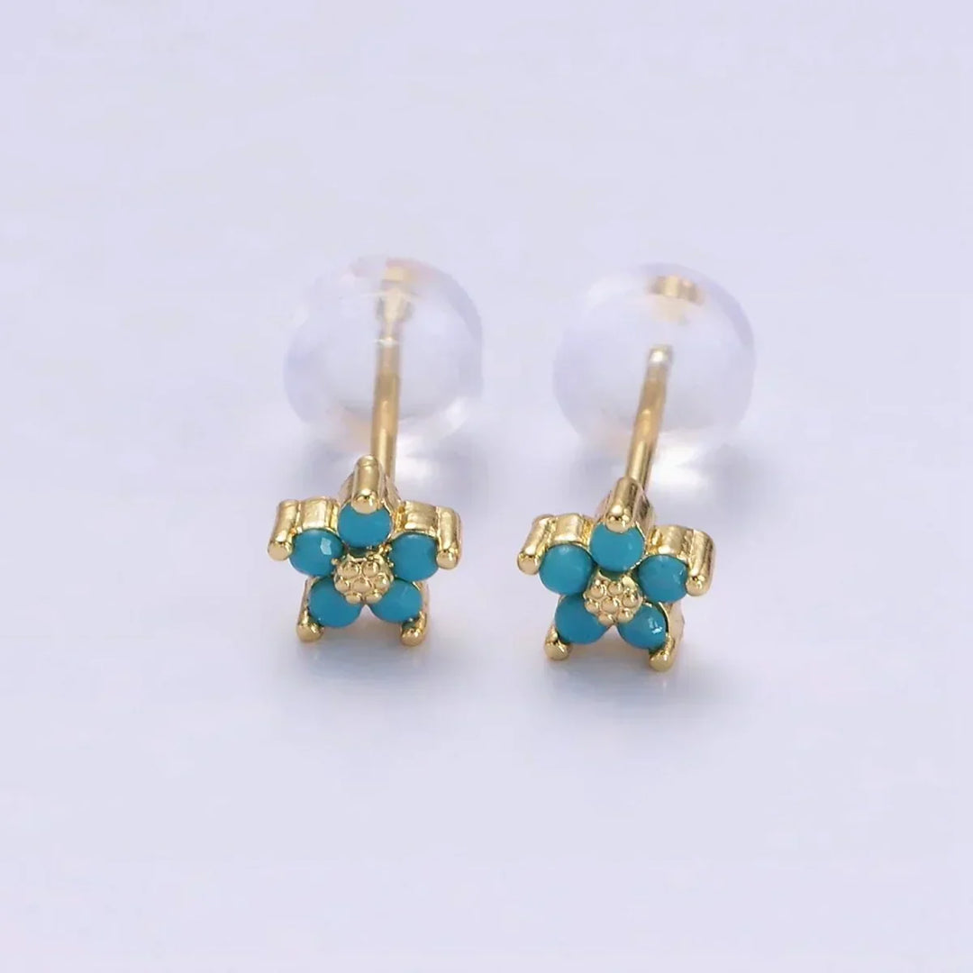 Nail Earrings with Delicate Flower