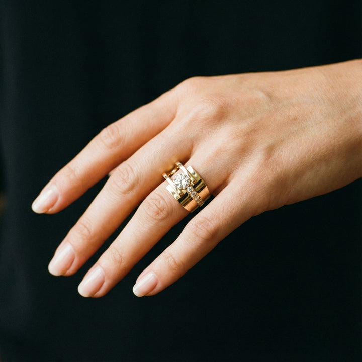 Irregular Vintage Gold Ring with Zirconia