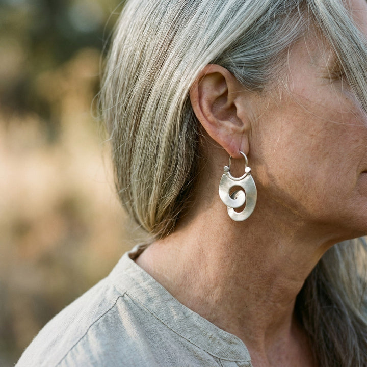 Vintage Silver Earrings with Spiral