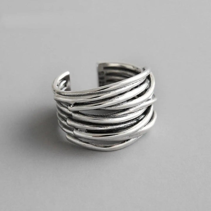 Adjustable Layered Silver Ring