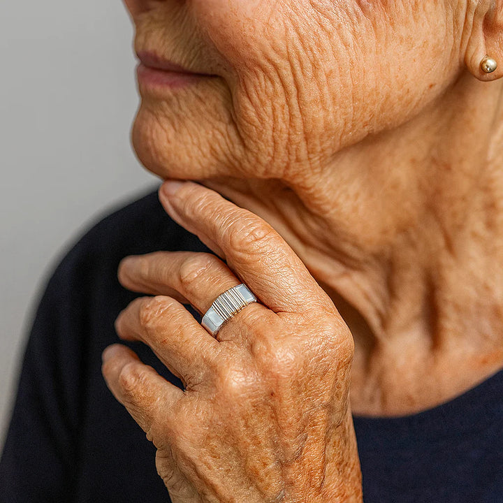 Boho Ring with Golden Threads