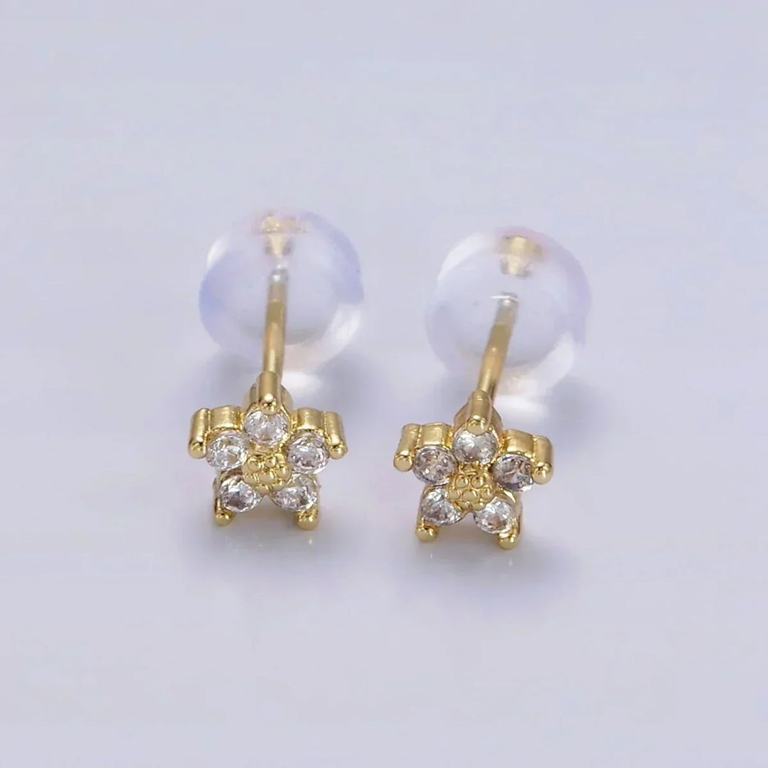 Nail Earrings with Delicate Flower