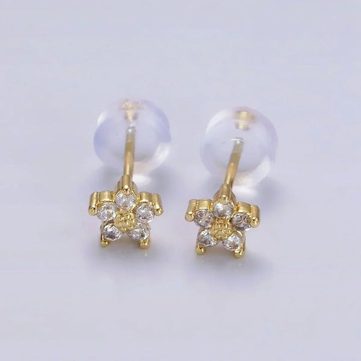 Nail Earrings with Delicate Flower