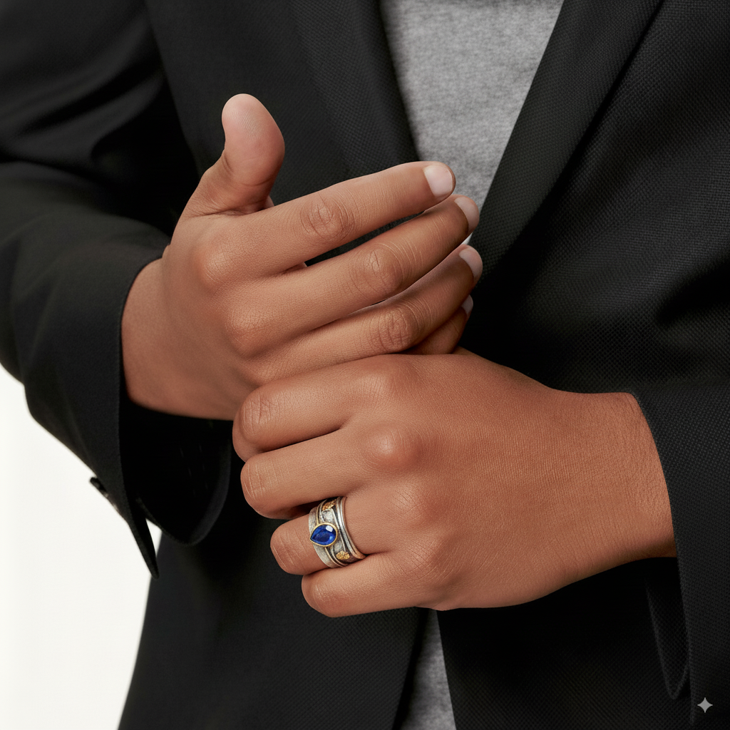 Vintage Ring with Blue Crystal