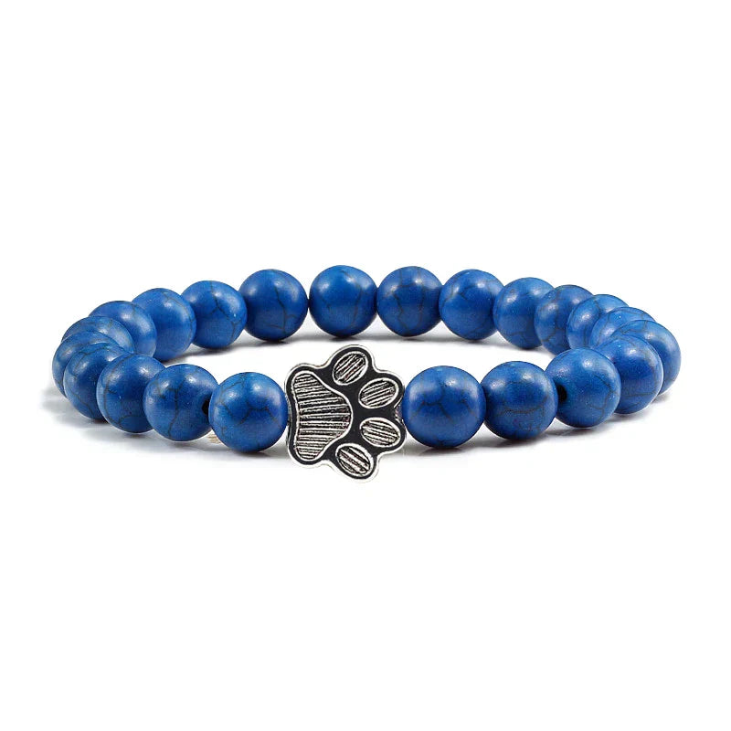 Paw-Shaped Bead Bracelet – Natural Stone Design