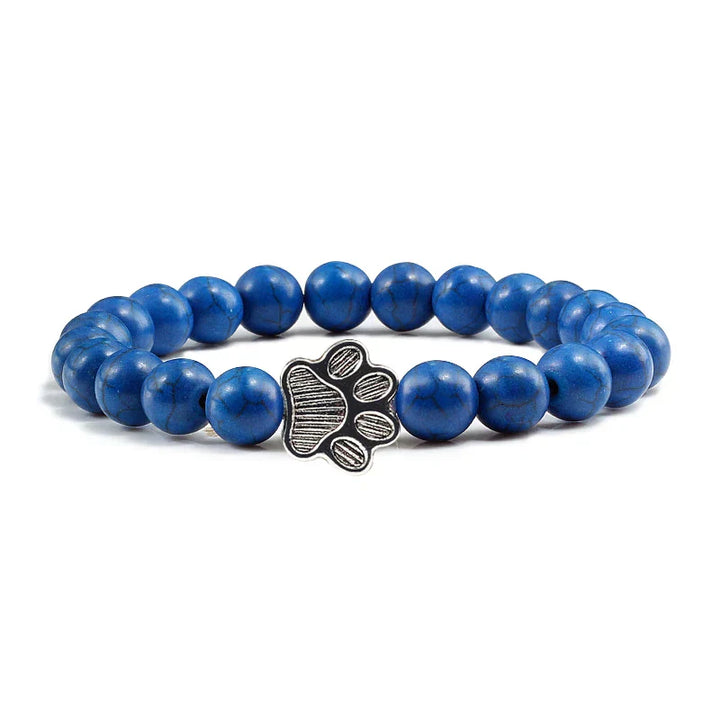 Paw-Shaped Bead Bracelet – Natural Stone Design