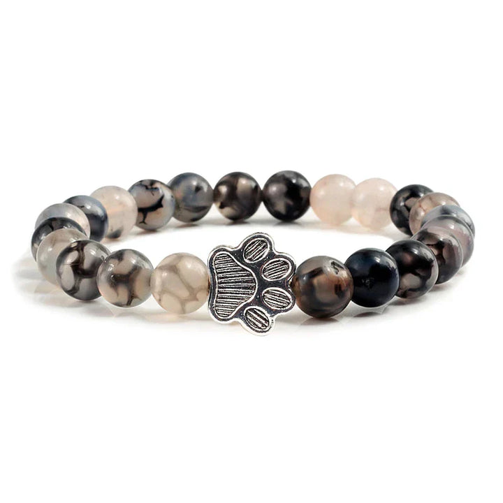 Paw-Shaped Bead Bracelet – Natural Stone Design