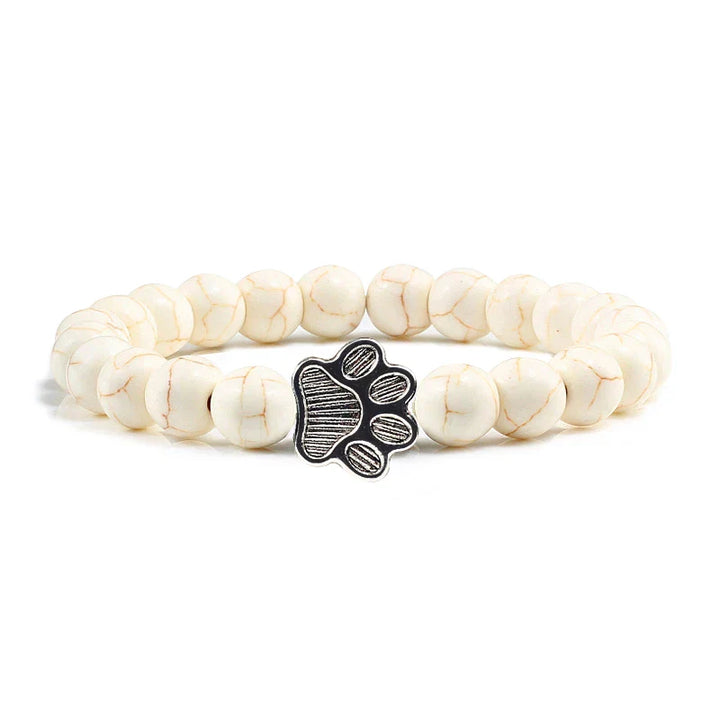 Paw-Shaped Bead Bracelet – Natural Stone Design