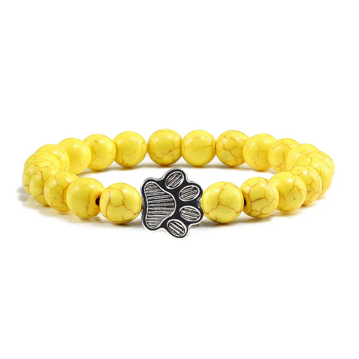 Paw-Shaped Bead Bracelet – Natural Stone Design