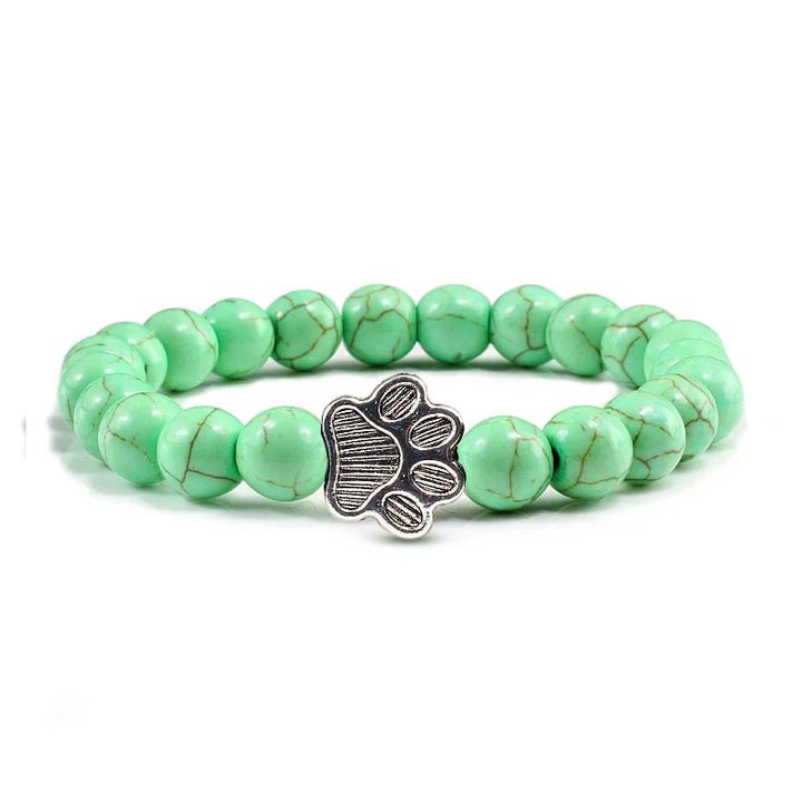 Paw-Shaped Bead Bracelet – Natural Stone Design