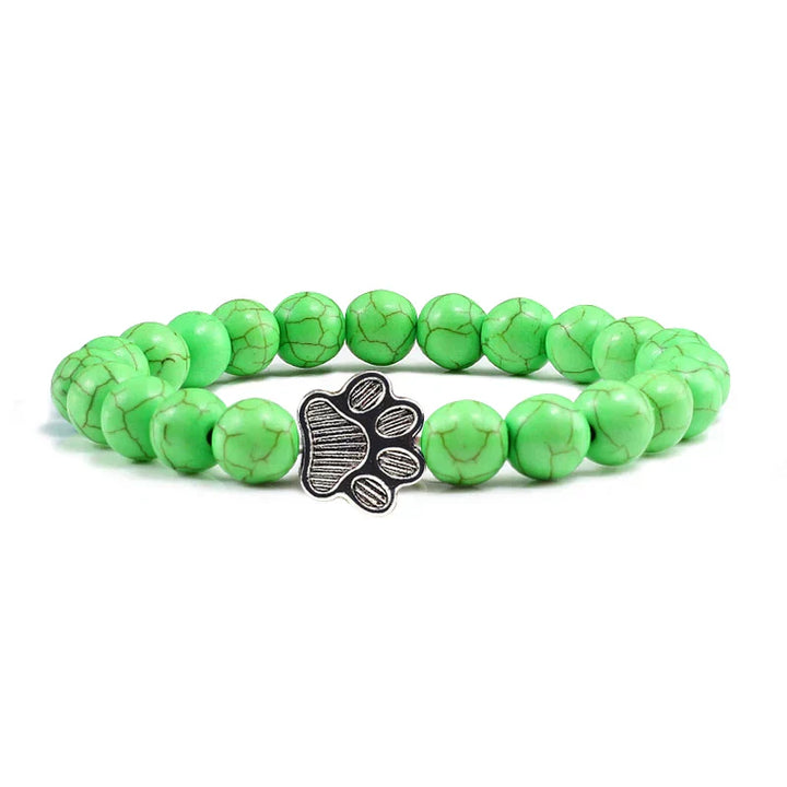 Paw-Shaped Bead Bracelet – Natural Stone Design