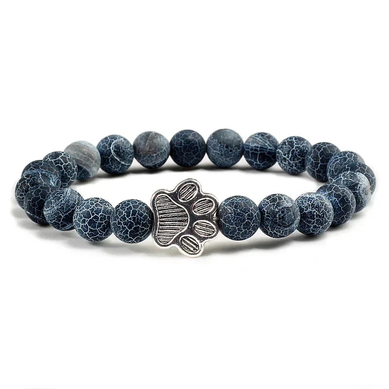 Paw-Shaped Bead Bracelet – Natural Stone Design