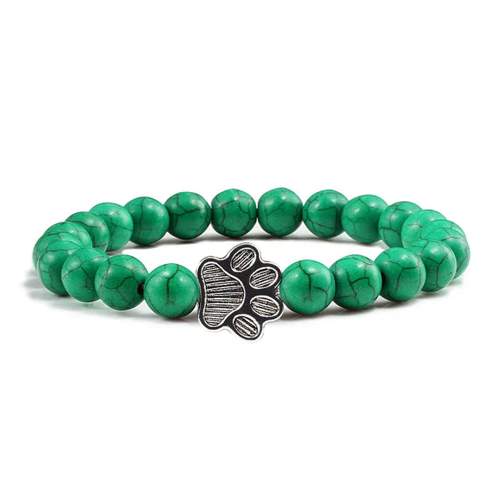 Paw-Shaped Bead Bracelet – Natural Stone Design