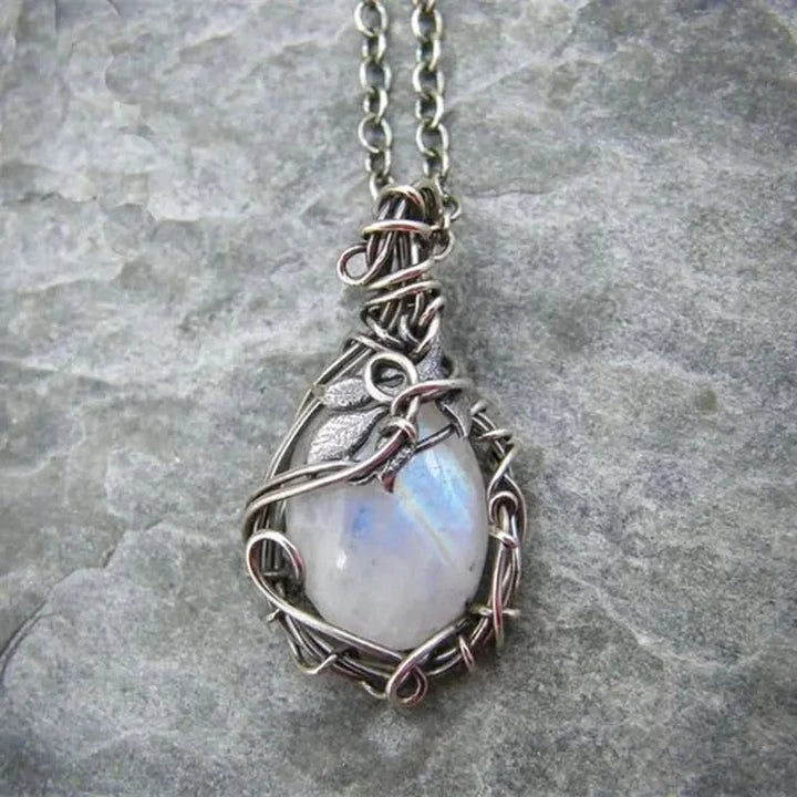 Moonstone Necklace - Wire Pendant
