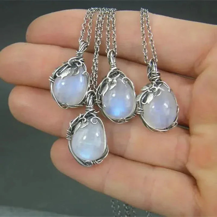 Moonstone Necklace - Wire Pendant