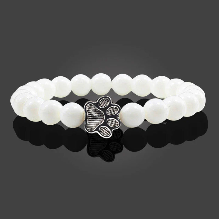 Paw-Shaped Bead Bracelet – Natural Stone Design
