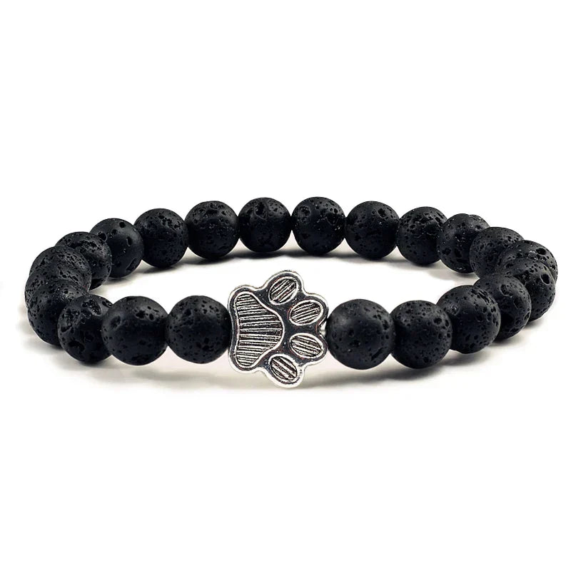 Paw-Shaped Bead Bracelet – Natural Stone Design