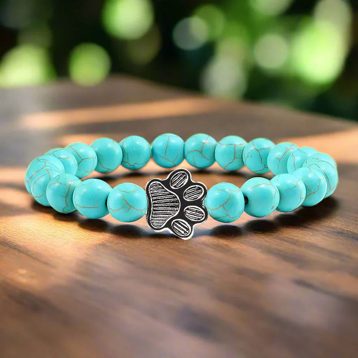 Paw-Shaped Bead Bracelet – Natural Stone Design