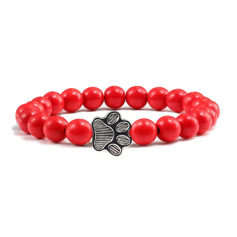 Paw-Shaped Bead Bracelet – Natural Stone Design