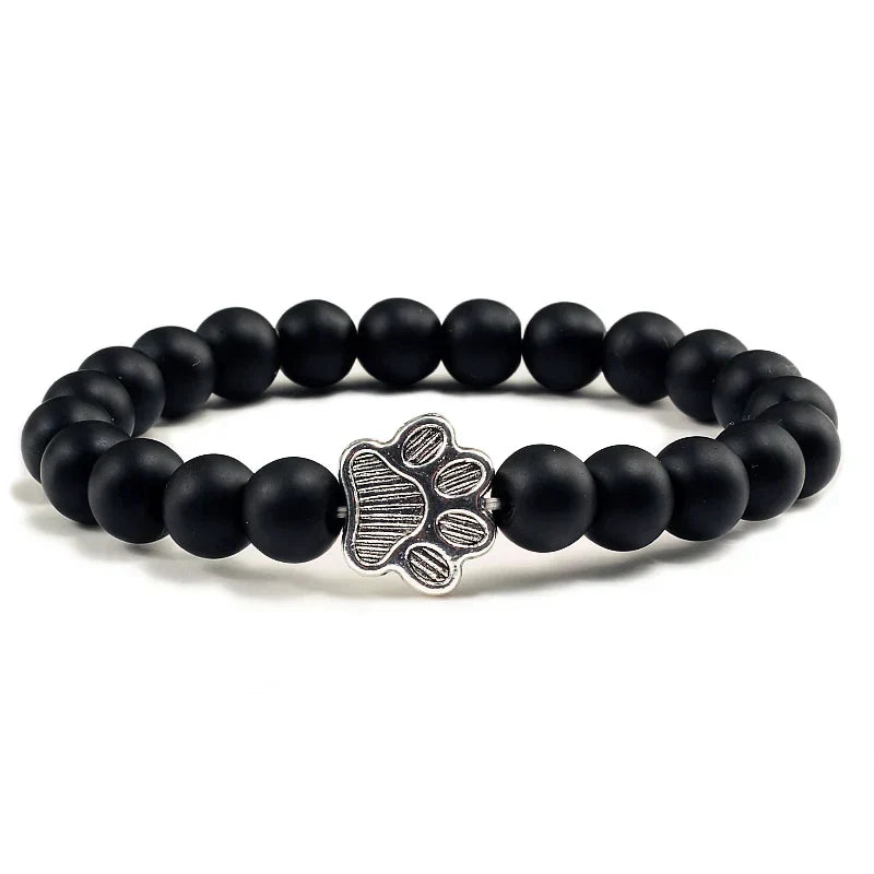 Paw-Shaped Bead Bracelet – Natural Stone Design