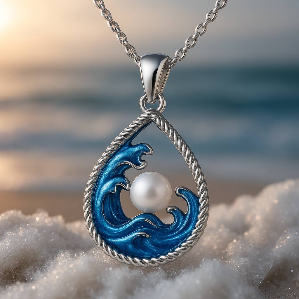 Pearl and Wave Necklace