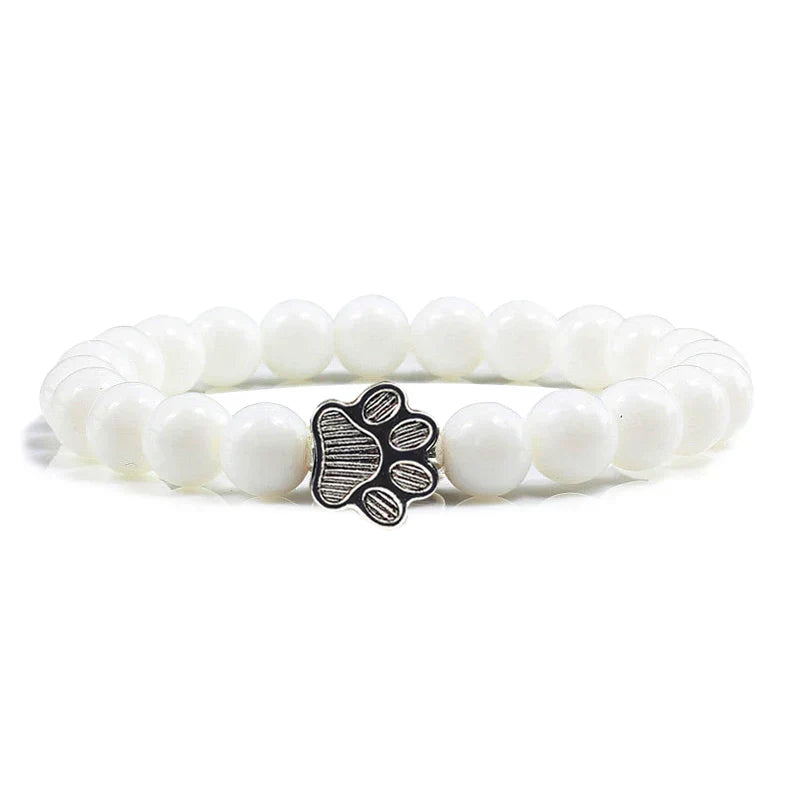 Paw-Shaped Bead Bracelet – Natural Stone Design