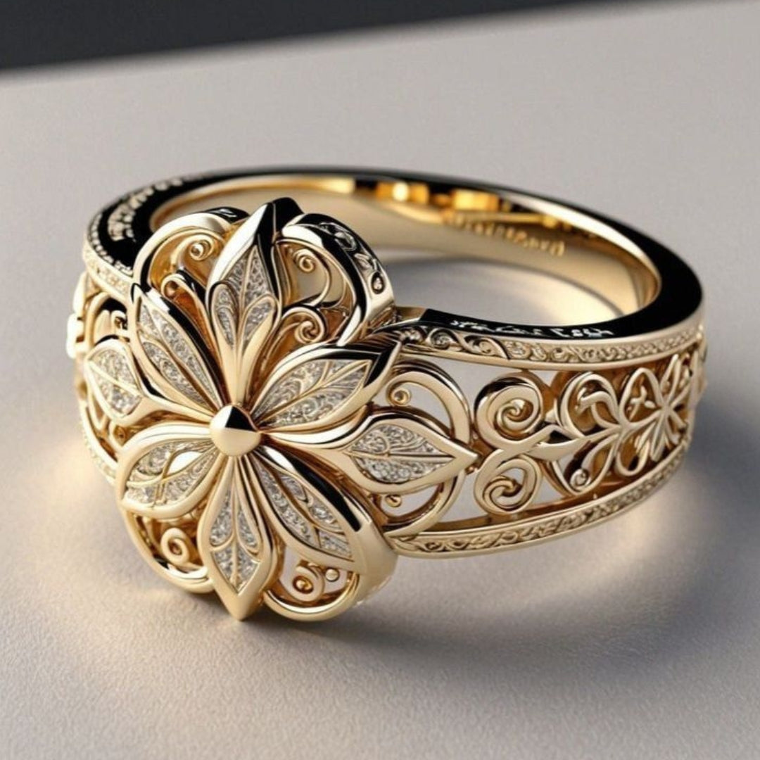 Ring with Flower-Shaped Zirconia