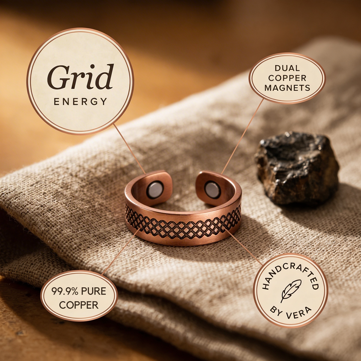 Olivia's Grid Copper Ring