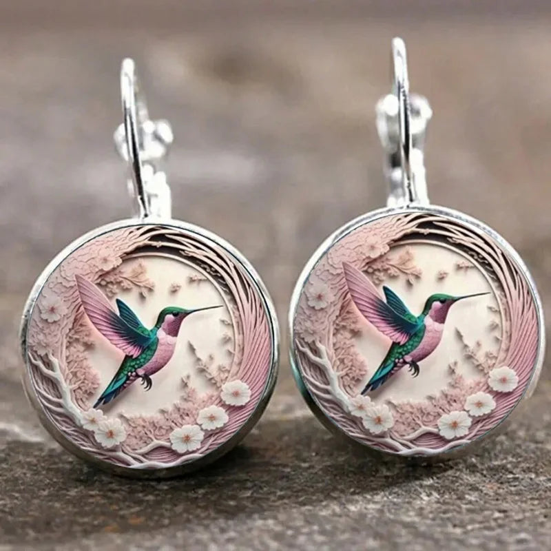 Necklace with Hummingbird Pendant and Glass Dome