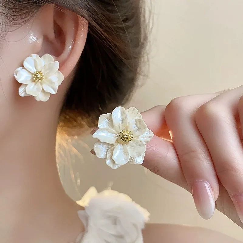 Chic White Acrylic Stud Earrings