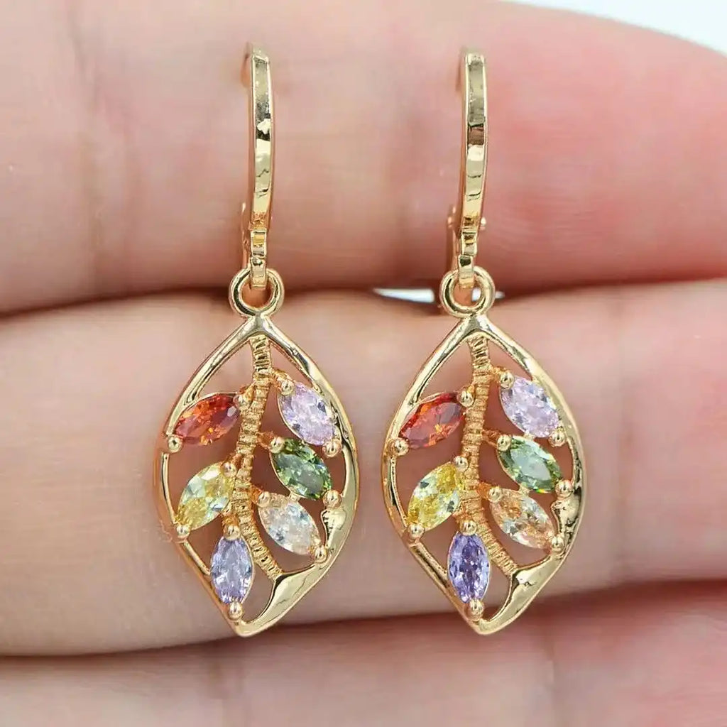Vintage Leaf Colourful Earrings
