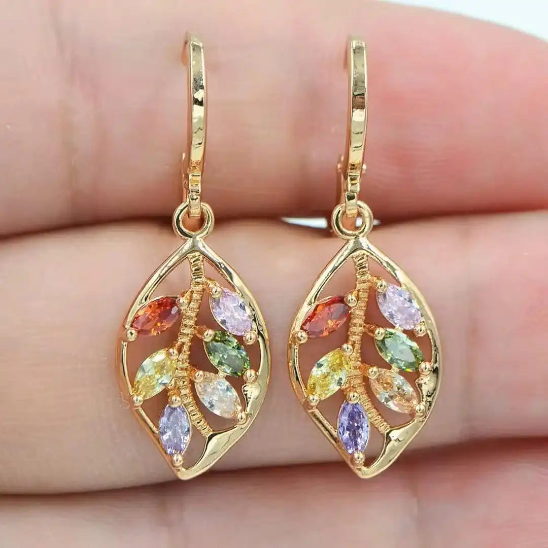 Vintage Leaf Colourful Earrings