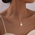 Necklace with Oval Virgin Mary Pendant