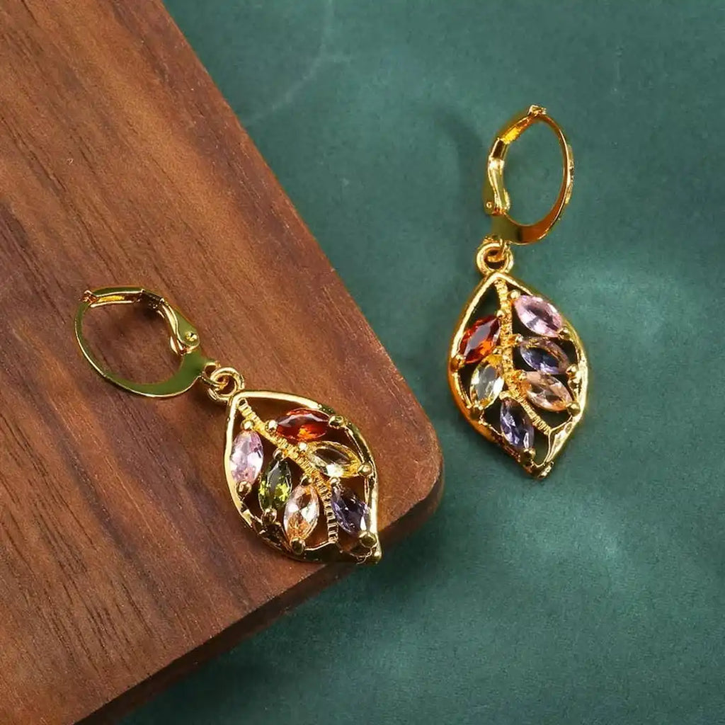 Vintage Leaf Colourful Earrings